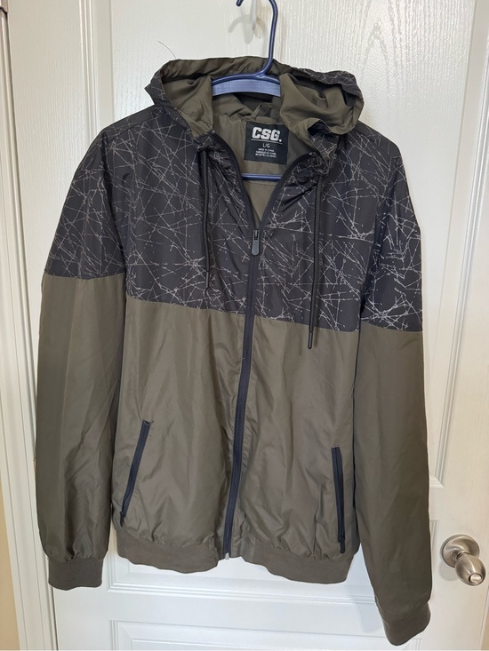 Other - CSG Olive & Black Hooded Windbreaker Jacket
